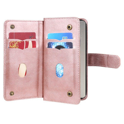For Samsung Galaxy S25 Ultra 5G Multi-Function Wallet 10 Card Slots Leather Phone Case(Rose Gold) by buy2fix