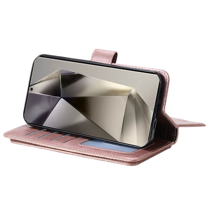 For Samsung Galaxy S25 Ultra 5G Multi-Function Wallet 10 Card Slots Leather Phone Case(Rose Gold) by buy2fix