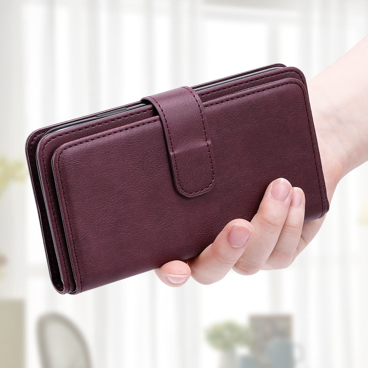 For Samsung Galaxy S25 / S24 5G Multi-Function Wallet 10 Card Slots Leather Phone Case(Claret) by buy2fix