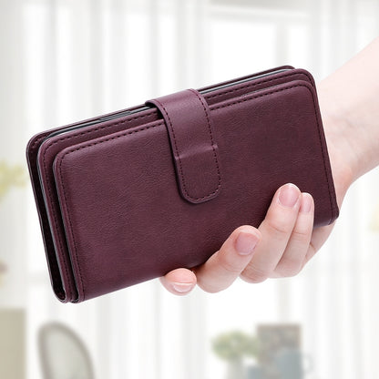 For Samsung Galaxy S25 / S24 5G Multi-Function Wallet 10 Card Slots Leather Phone Case(Claret) by buy2fix