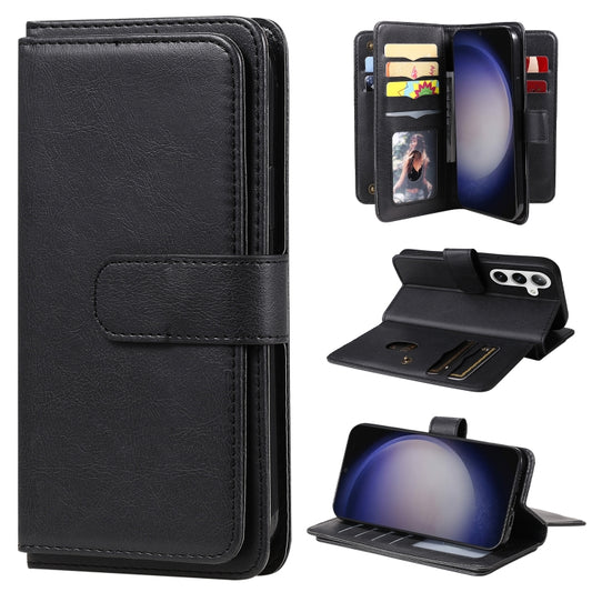For Samsung Galaxy S25 / S24 5G Multi-Function Wallet 10 Card Slots Leather Phone Case(Black) by buy2fix
