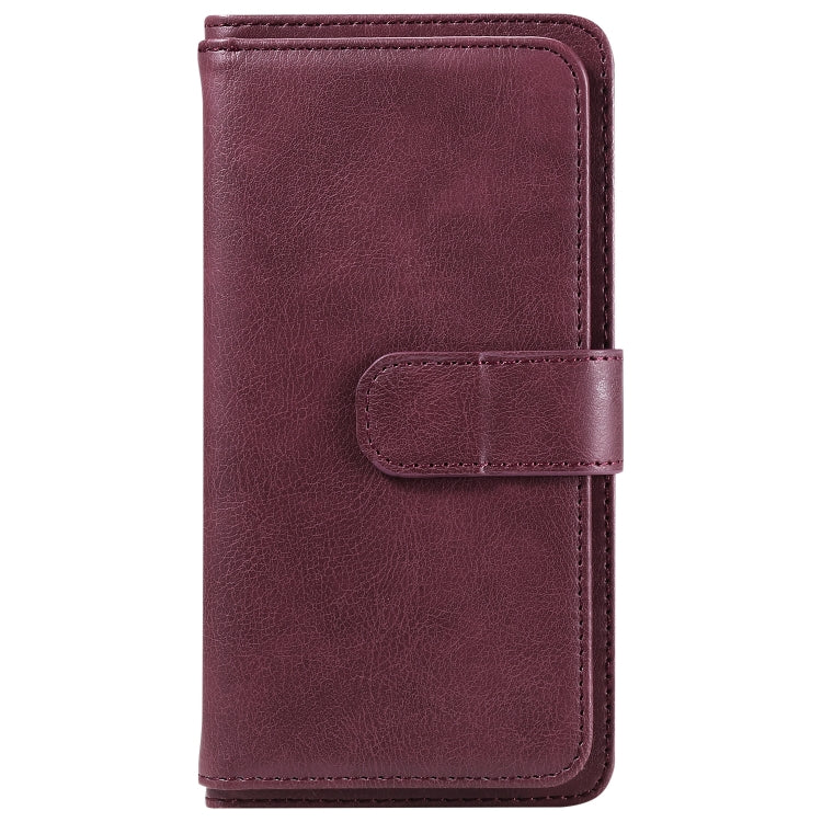 For Samsung Galaxy S25+ / S24+ 5G Multi-Function Wallet 10 Card Slots Leather Phone Case(Claret) by buy2fix