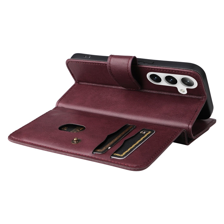 For Samsung Galaxy S25+ / S24+ 5G Multi-Function Wallet 10 Card Slots Leather Phone Case(Claret) by buy2fix