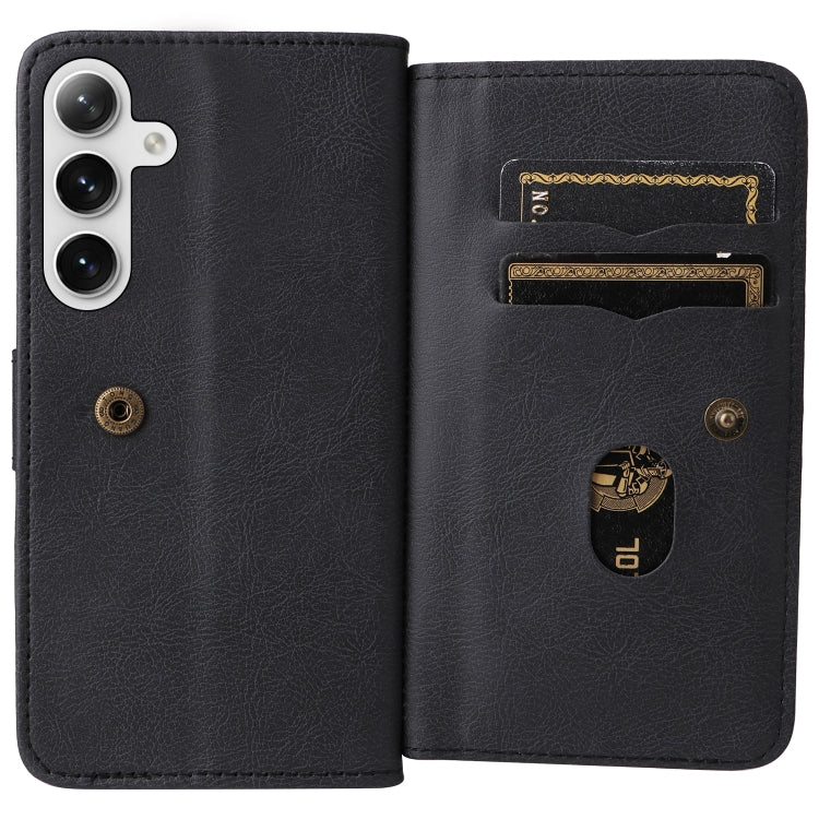 For Samsung Galaxy S25+ / S24+ 5G Multi-Function Wallet 10 Card Slots Leather Phone Case(Black) by buy2fix