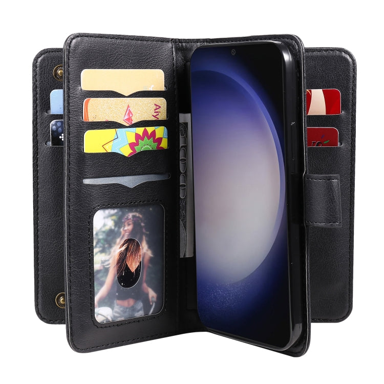 For Samsung Galaxy S25+ / S24+ 5G Multi-Function Wallet 10 Card Slots Leather Phone Case(Black) by buy2fix