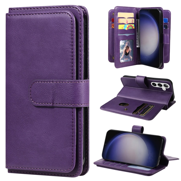 For Samsung Galaxy S25+ / S24+ 5G Multi-Function Wallet 10 Card Slots Leather Phone Case(Violet) by buy2fix