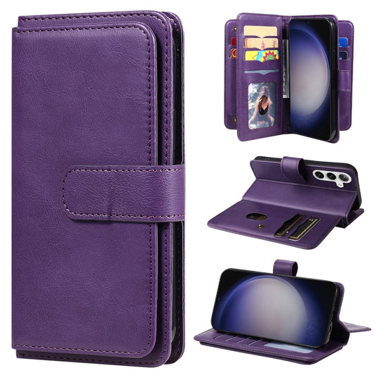 For Samsung Galaxy S25+ / S24+ 5G Multi-Function Wallet 10 Card Slots Leather Phone Case(Violet) by buy2fix