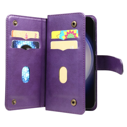 For Samsung Galaxy S25+ / S24+ 5G Multi-Function Wallet 10 Card Slots Leather Phone Case(Violet) by buy2fix