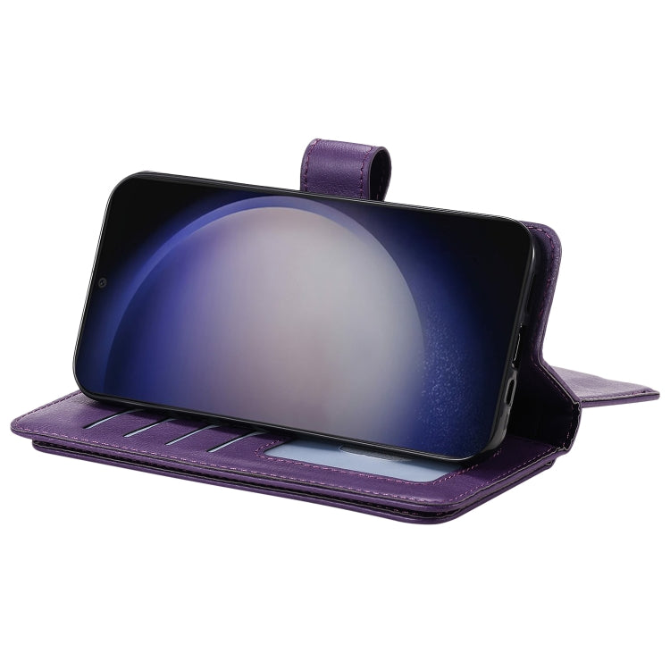 For Samsung Galaxy S25+ / S24+ 5G Multi-Function Wallet 10 Card Slots Leather Phone Case(Violet) by buy2fix