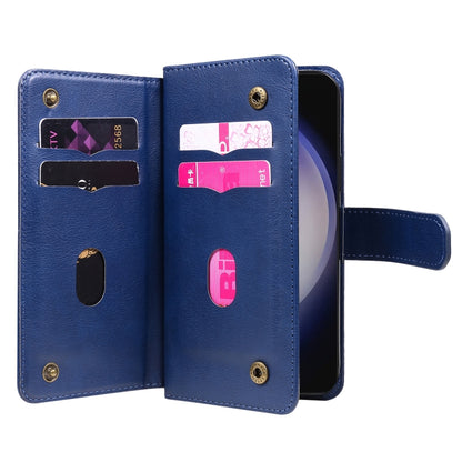 For Samsung Galaxy S25+ / S24+ 5G Multi-Function Wallet 10 Card Slots Leather Phone Case(Dark Blue) by buy2fix