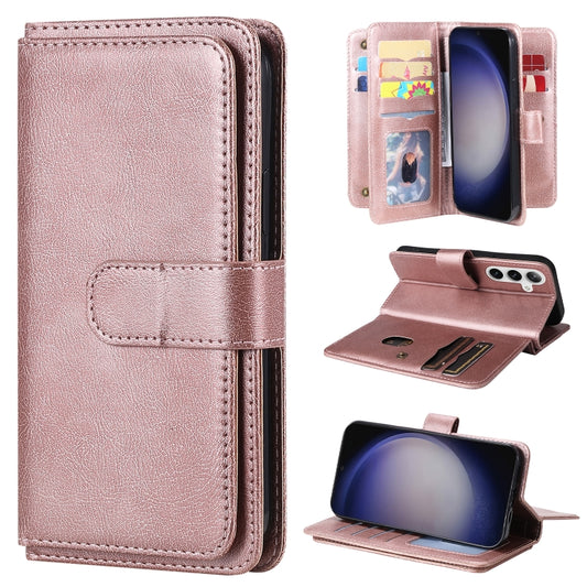 For Samsung Galaxy S25+ / S24+ 5G Multi-Function Wallet 10 Card Slots Leather Phone Case(Rose Gold) by buy2fix