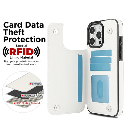 For iPhone 16 Pro Max Double Buckle Rhombic PU Leather Phone Case(White) by buy2fix