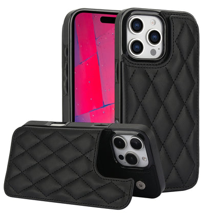 For iPhone 16 Pro Max Double Buckle Rhombic PU Leather Phone Case(Black) by buy2fix