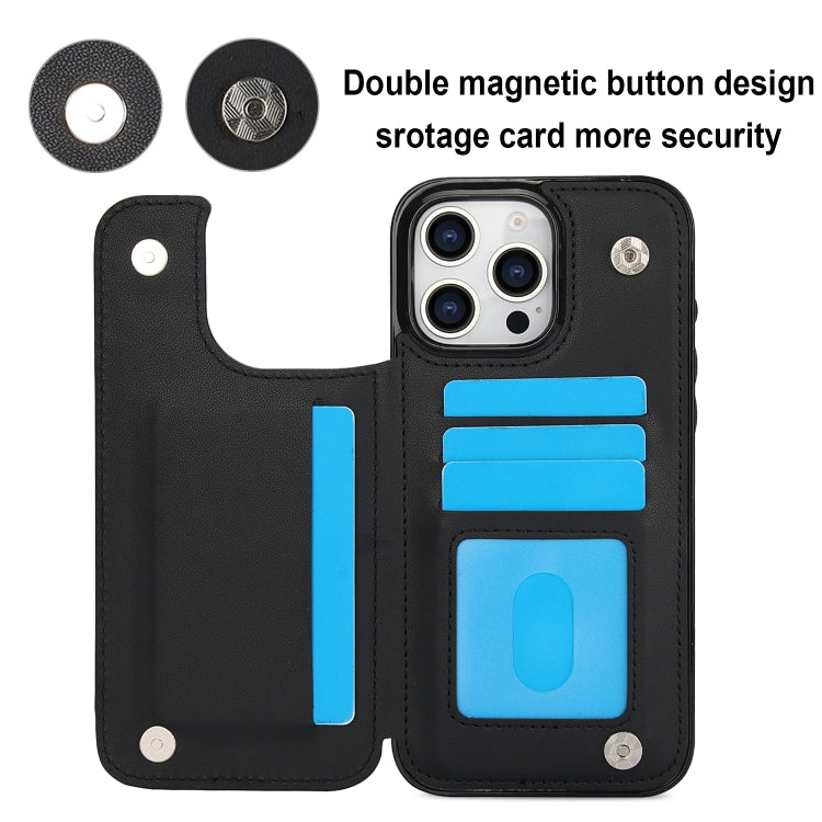 For iPhone 16 Pro Max Double Buckle Rhombic PU Leather Phone Case(Black) by buy2fix