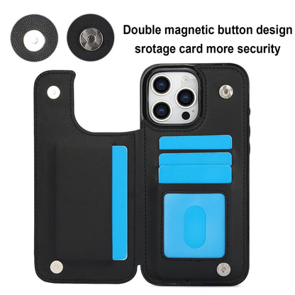 For iPhone 16 Pro Max Double Buckle Rhombic PU Leather Phone Case(Black) by buy2fix