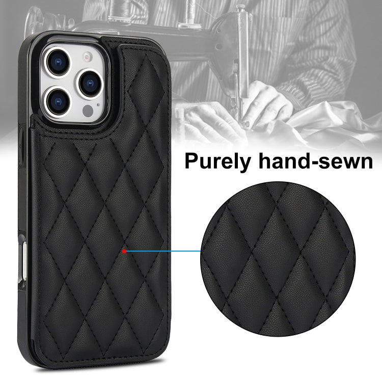 For iPhone 16 Pro Max Double Buckle Rhombic PU Leather Phone Case(Black) by buy2fix