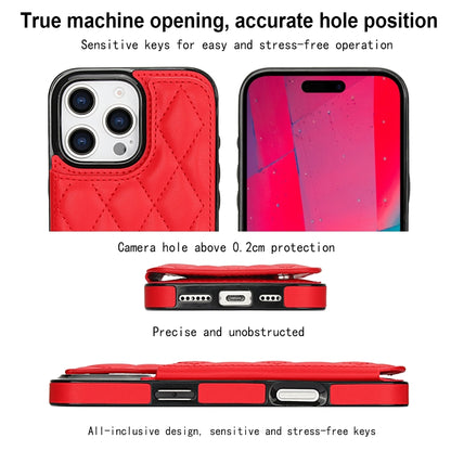 For iPhone 16 Pro Max Double Buckle Rhombic PU Leather Phone Case(Red) by buy2fix