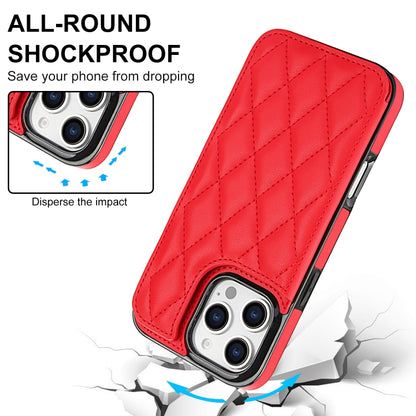 For iPhone 16 Pro Max Double Buckle Rhombic PU Leather Phone Case(Red) by buy2fix