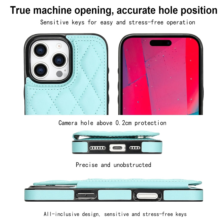 For iPhone 16 Pro Max Double Buckle Rhombic PU Leather Phone Case(Blue) by buy2fix