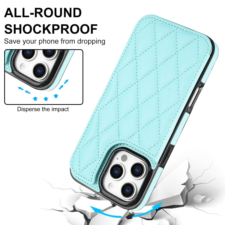 For iPhone 16 Pro Max Double Buckle Rhombic PU Leather Phone Case(Blue) by buy2fix