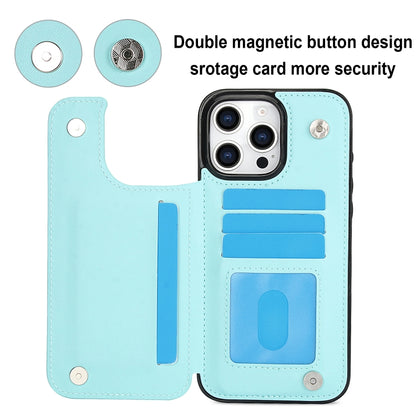 For iPhone 16 Pro Max Double Buckle Rhombic PU Leather Phone Case(Blue) by buy2fix
