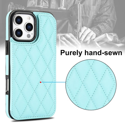 For iPhone 16 Pro Max Double Buckle Rhombic PU Leather Phone Case(Blue) by buy2fix