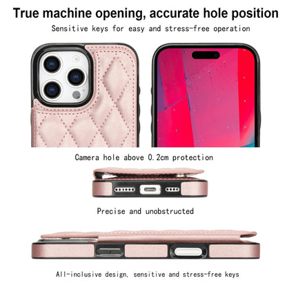 For iPhone 16 Pro Max Double Buckle Rhombic PU Leather Phone Case(Rose Gold) by buy2fix