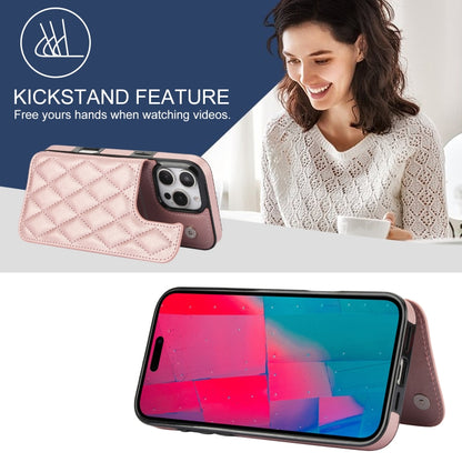 For iPhone 16 Pro Max Double Buckle Rhombic PU Leather Phone Case(Rose Gold) by buy2fix