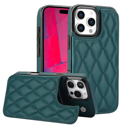 For iPhone 16 Pro Max Double Buckle Rhombic PU Leather Phone Case(Green) by buy2fix