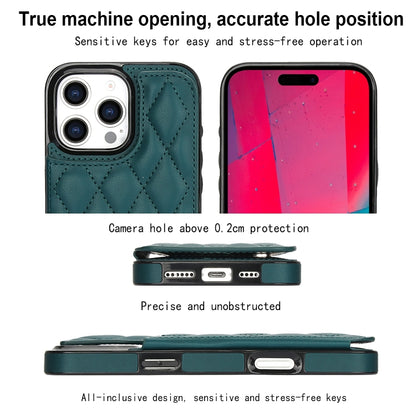 For iPhone 16 Pro Max Double Buckle Rhombic PU Leather Phone Case(Green) by buy2fix