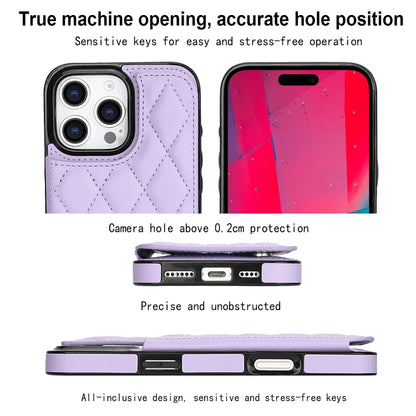 For iPhone 16 Pro Max Double Buckle Rhombic PU Leather Phone Case(Purple) by buy2fix