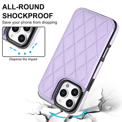 For iPhone 16 Pro Max Double Buckle Rhombic PU Leather Phone Case(Purple) by buy2fix