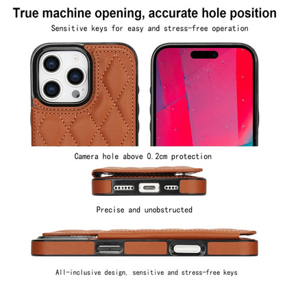 For iPhone 16 Pro Max Double Buckle Rhombic PU Leather Phone Case(Brown) by buy2fix