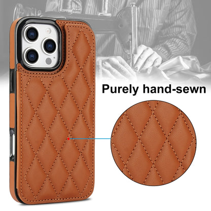 For iPhone 16 Pro Max Double Buckle Rhombic PU Leather Phone Case(Brown) by buy2fix