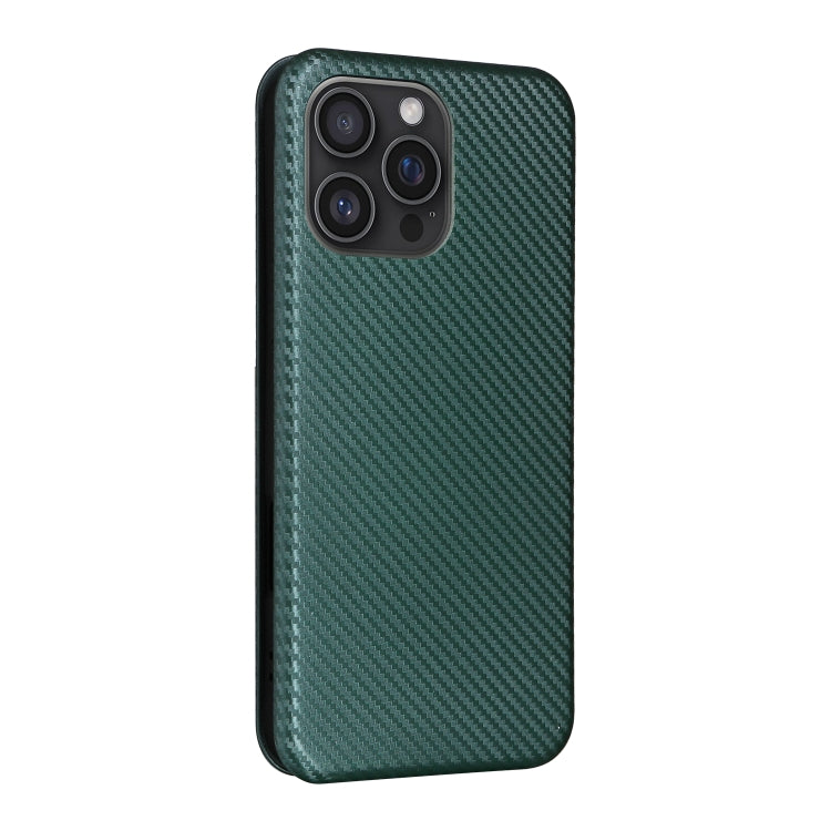 For iPhone 16 Pro Max Carbon Fiber Texture Flip Leather Phone Case(Green) by buy2fix