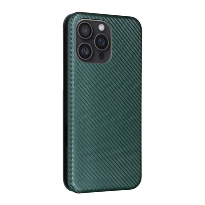 For iPhone 16 Pro Max Carbon Fiber Texture Flip Leather Phone Case(Green) by buy2fix
