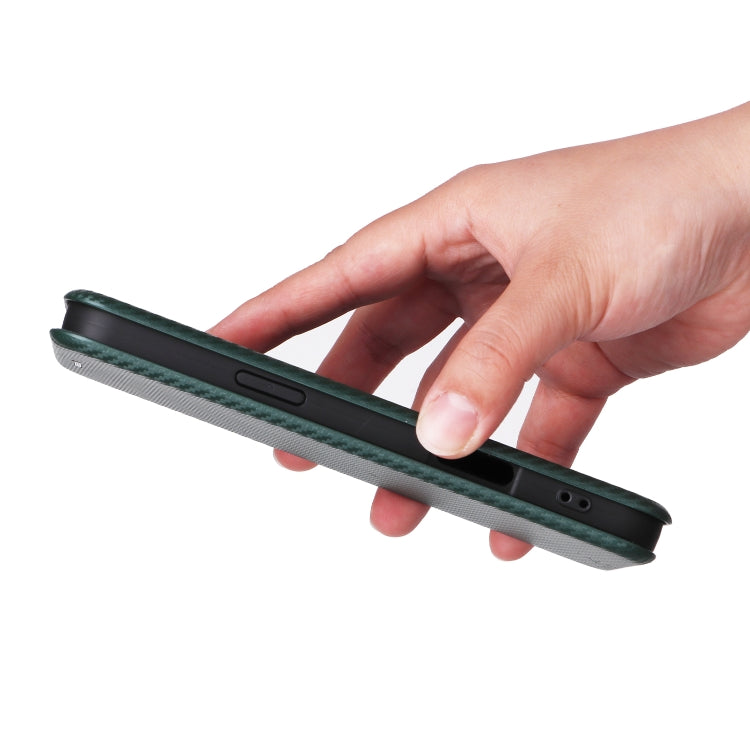 For iPhone 16 Pro Max Carbon Fiber Texture Flip Leather Phone Case(Green) by buy2fix