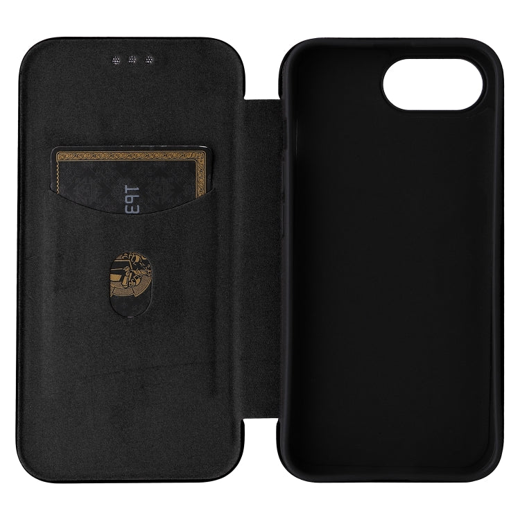 For iPhone SE 2024 Carbon Fiber Texture Flip Leather Phone Case(Black) - More iPhone Cases by buy2fix | Online Shopping UK | buy2fix