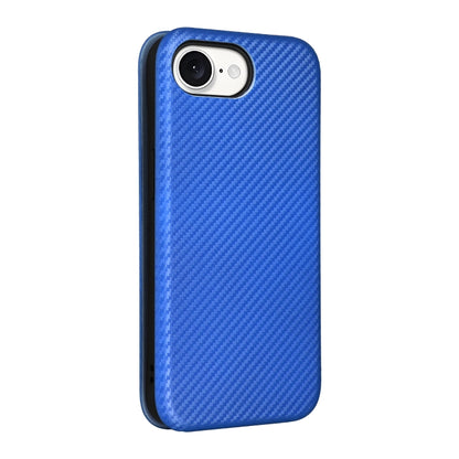 For iPhone SE 2024 Carbon Fiber Texture Flip Leather Phone Case(Blue) - More iPhone Cases by buy2fix | Online Shopping UK | buy2fix