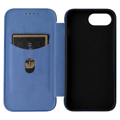 For iPhone SE 2024 Carbon Fiber Texture Flip Leather Phone Case(Blue) - More iPhone Cases by buy2fix | Online Shopping UK | buy2fix