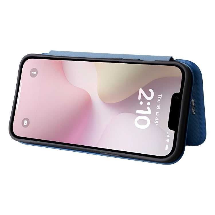 For iPhone SE 2024 Carbon Fiber Texture Flip Leather Phone Case(Blue) - More iPhone Cases by buy2fix | Online Shopping UK | buy2fix