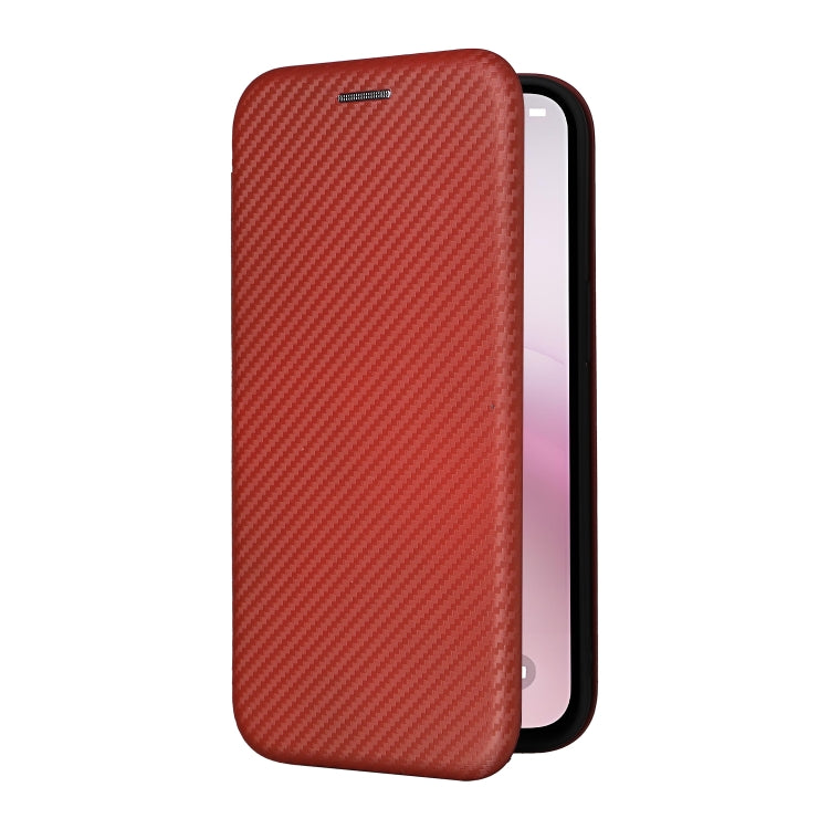 For iPhone SE 2024 Carbon Fiber Texture Flip Leather Phone Case(Brown) - More iPhone Cases by buy2fix | Online Shopping UK | buy2fix