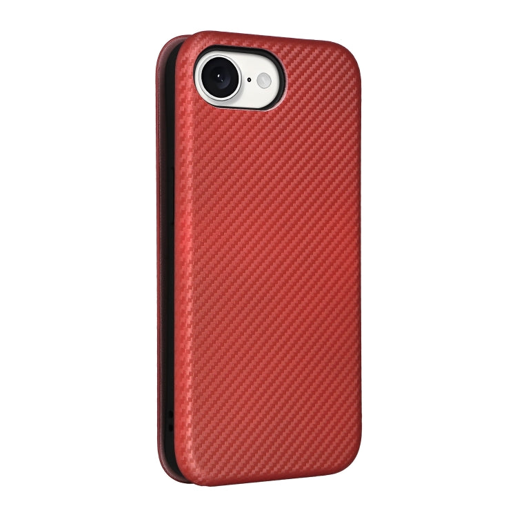 For iPhone SE 2024 Carbon Fiber Texture Flip Leather Phone Case(Brown) - More iPhone Cases by buy2fix | Online Shopping UK | buy2fix