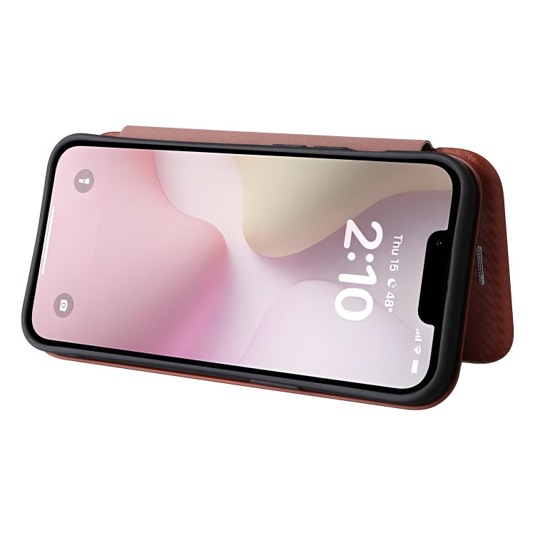 For iPhone SE 2024 Carbon Fiber Texture Flip Leather Phone Case(Brown) - More iPhone Cases by buy2fix | Online Shopping UK | buy2fix