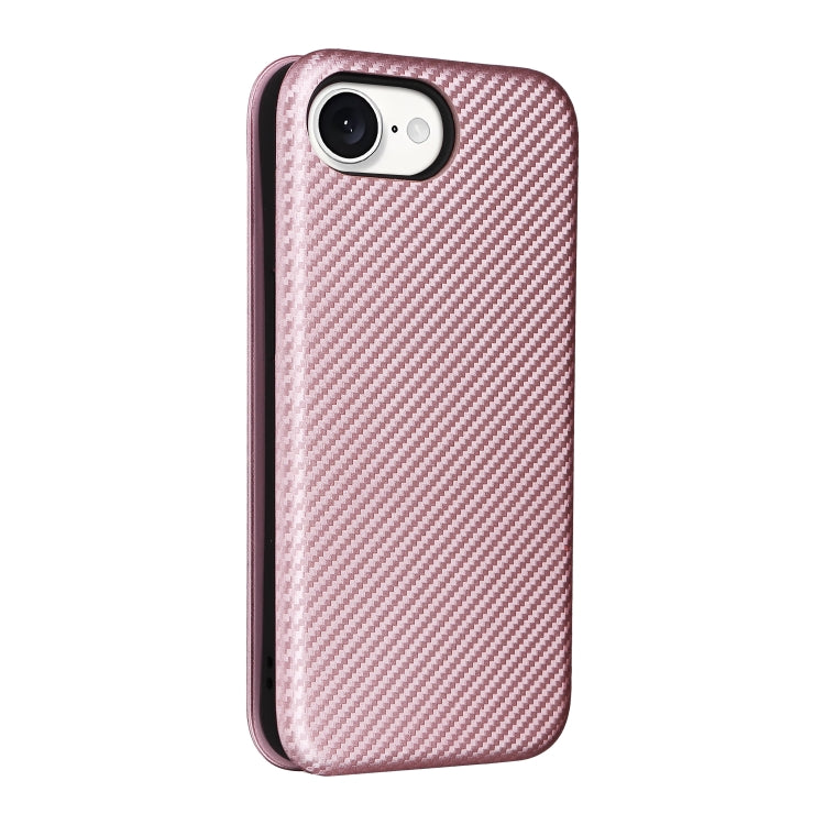 For iPhone SE 2024 Carbon Fiber Texture Flip Leather Phone Case(Pink) - More iPhone Cases by buy2fix | Online Shopping UK | buy2fix