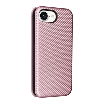 For iPhone SE 2024 Carbon Fiber Texture Flip Leather Phone Case(Pink) - More iPhone Cases by buy2fix | Online Shopping UK | buy2fix