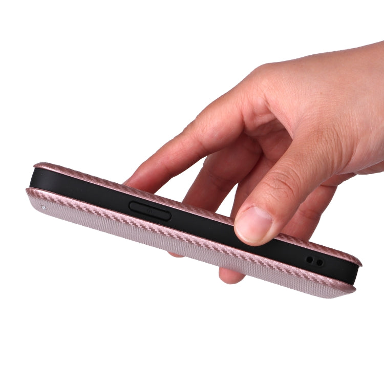 For iPhone SE 2024 Carbon Fiber Texture Flip Leather Phone Case(Pink) - More iPhone Cases by buy2fix | Online Shopping UK | buy2fix