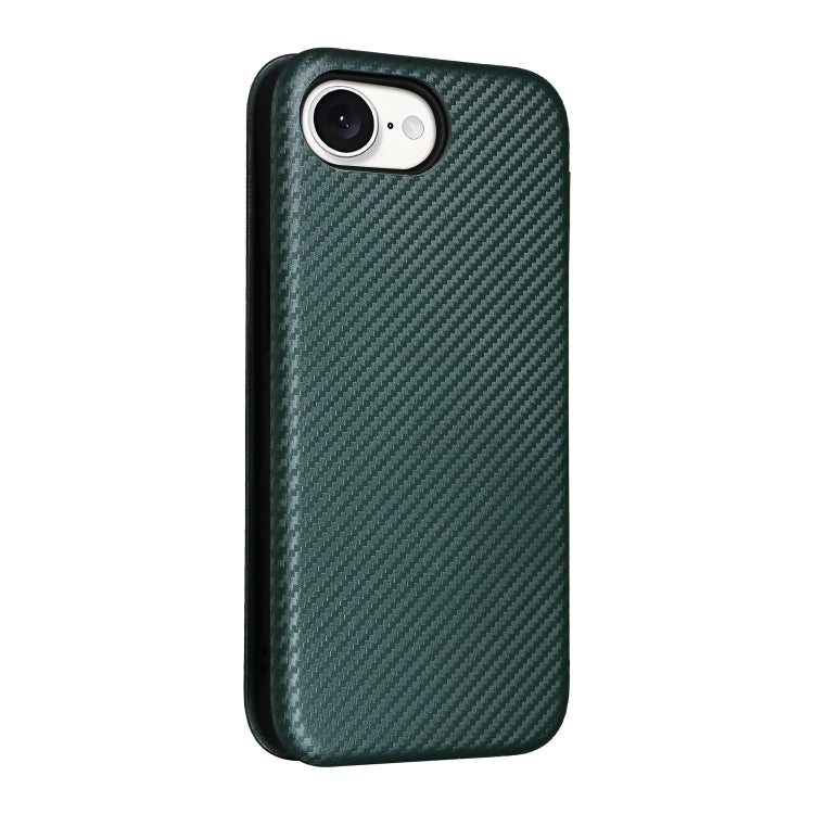 For iPhone SE 2024 Carbon Fiber Texture Flip Leather Phone Case(Green) - More iPhone Cases by buy2fix | Online Shopping UK | buy2fix
