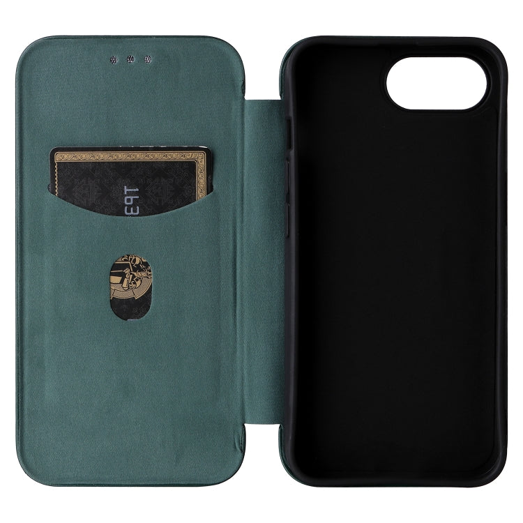 For iPhone SE 2024 Carbon Fiber Texture Flip Leather Phone Case(Green) - More iPhone Cases by buy2fix | Online Shopping UK | buy2fix