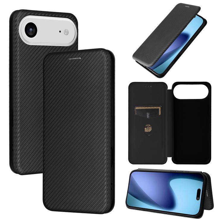 For iPhone Air Carbon Fiber Texture Flip Leather Phone Case(Black) - iPhone Air Cases by buy2fix | Online Shopping UK | buy2fix
